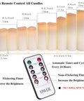 Set Of Nine Ivory Real Wax Flameless Pillar Candles Battery Operated 4 Inch Through 9 Inch Heights With 10 Key Remote And 24 Hour Cycling Timer.