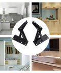 2 Pack Concealed Rotating Hinges For Cabinets And Sofas, displayed with modern kitchen and wardrobe setups.