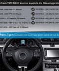 Car dashboard with Sinotrack V019 OBDII protocols list, compatible with OBD2 Bluetooth Car Diagnostic Scanner For iOS And Android.