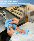 Tough As Nails Heavy Duty Cleaning Cloths Blue Lint Free Industrial Wipes 15X10 Inch used for cleaning grease and spills.