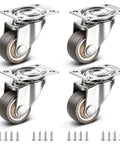 Smooth Operator 1 Inch Silent Rubber 360 Degree Swivel Plate Casters Quiet Low Profile Heavy Duty Wheels Rock Solid Mobile Caster Pads For Cabinet Table Cart 4 Pack with screws.