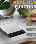Rechargeable Digital Kitchen Scale Your Go To Helper For Home Cooks With 33 Lb Capacity And 1g And 0.05oz Precision Type C Stainless Steel LCD Display Switchable Grams Ounces For Cooking Baking Meal Prep Ash Silver on counter top