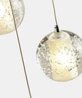 Close-up of Three Light Bubble Orb Pendant With Chrome Finish Crystal Raindrop Cluster Chandelier For Kitchen Island And Dining Room