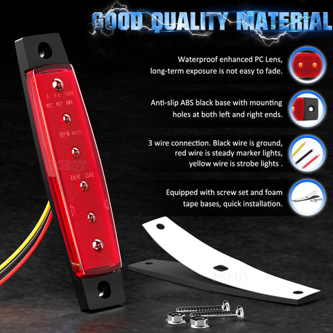 3.8 Inch LED Rock Lights With Strobe And Steady Modes Waterproof Underbody Kit showing red light with wiring and mounts