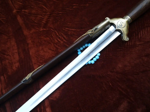 Tai Chi Training Sword With Dope Stainless Steel Flexible Blade 28 Inch Blade 39 Inch Overall Hand Made Heat Tempered Longquan Style Rosewood