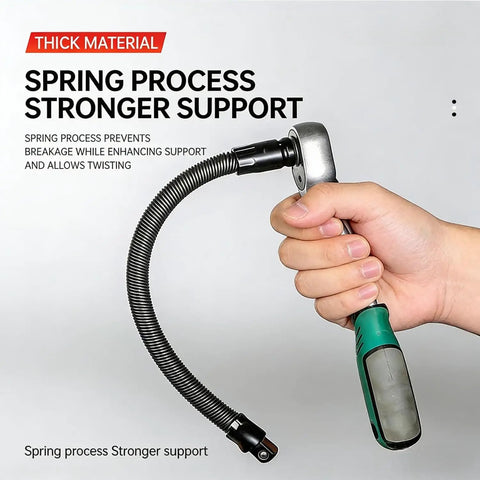 Heavy Duty 1/2 Inch Flexible Shaft Extension Extender Kit with Portable Torque Socket Ratchet Spanner in hand showing flexible shaft.