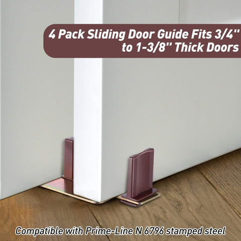 Sliding Closet Door Floor Guide 4 Pack for Universal Track System, Adjustable Width Mount Fits 3/4 to 1-3/8 Inch Thick Doors, installed