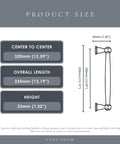 Haywood 4 Pack Brushed Brass Cabinet Pulls 12.5 Inch dimensions with detailed measurements for kitchen or bathroom