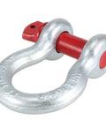 Heavy Duty 1 Inch Bow Shackle D Ring With 8.5 Ton Working Load Limit 18,700 Lbs 1-1/8 Inch Screw Pin, silver and red