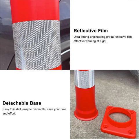 Top Shelf Plastic Safety Bollard Posts Built Tough With Killer Visibility Featuring A No Sweat Removable Base For Construction Sites And Parking Lots Red White Four Pack