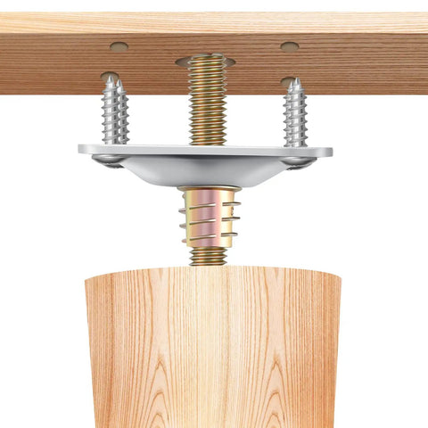 Heavy Duty Leg Mounting Plates Set For Sofas And Furniture Repair with M8 hardware on wooden furniture leg