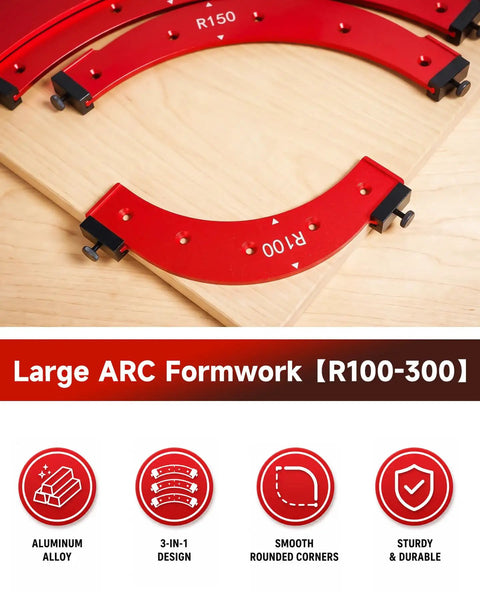 Get Ready To Craft Knockout Pieces With This Nifty Five Piece Router Corner Radius Template Set Featuring Smooth As Silk Curved Edges Perfect For Woodworking Projects And Dead On Cabinet Precision on wood surface.