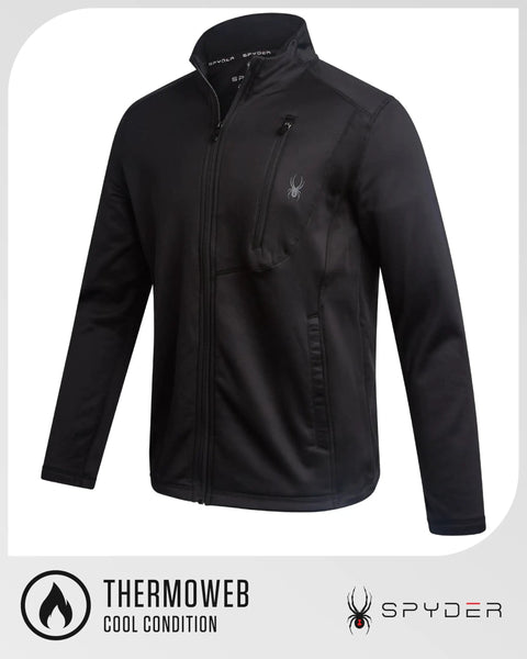 Mens Fleece Jacket With Polar Fleece And Suede Texture Two Way Stretch Lightweight Zip Up Athletic Coat UPF 30 Plus Black Raven