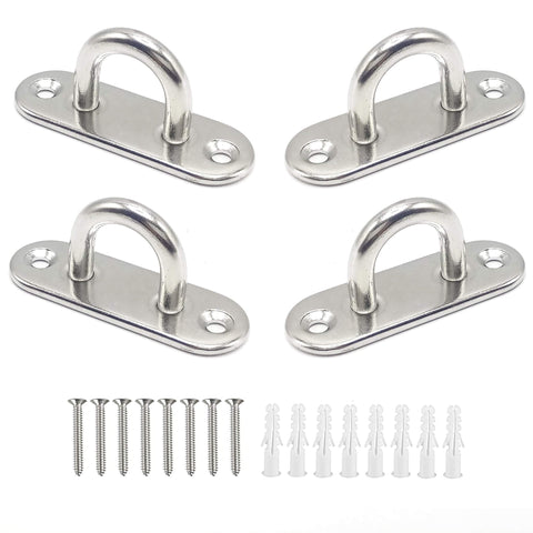 316 Stainless Steel Pad Eye Heavy Duty U Shaped Hook With Screws For Marine Boats Wall Mount Hanger Rust Resistant Hardware M6 Size 4 Pack