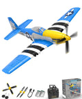 Beginner Friendly RC Plane With Gyro Stabilizer And Powerful Motor For Adults And Kids P51D Mustang 4 Channel 2 4GHz Blue
