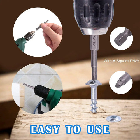 260 Piece Pocket Hole Screw Set With 8 Sizes Square Drive Coarse And Fine Thread Self Tapping Screws For Wood And Sheet Metal Comprehensive Assortment Kit in use with drill