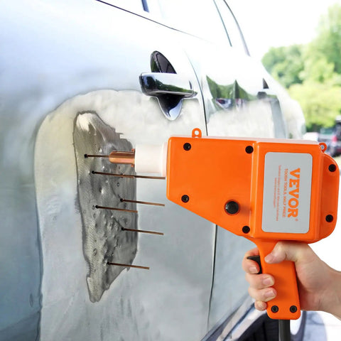 All In One Stud Welder Kit For Auto Body Repair Dope Power 5500 Weld 800VA Spot Welder 110V Dent Repair Gun in use on car