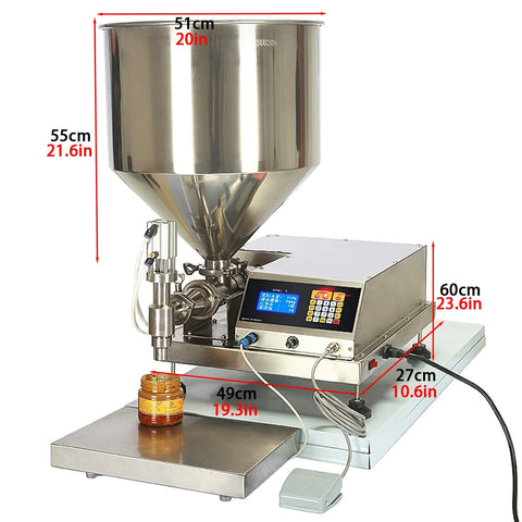 Rock Solid Automatic Liquid Filler Machine With Dripless Stainless Steel Nozzles Smart Touchscreen Control for easy honey and jam bottling.