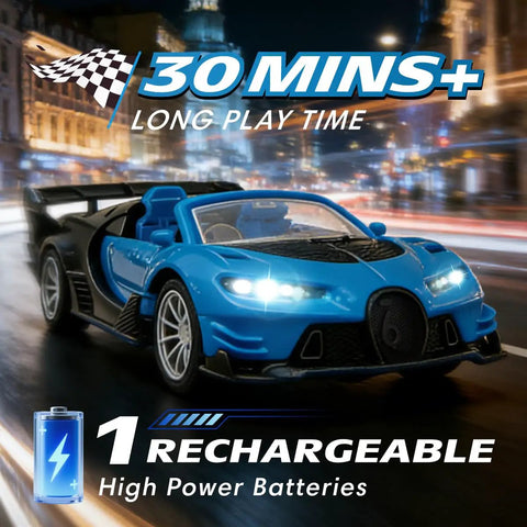 One Eighteen Scale RC Car For Indoor And Outdoor Racing, Fast Electric Sport Toy With LED Headlights in city setting