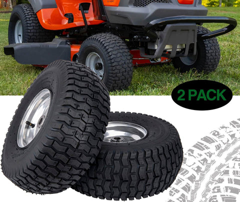 Front Tire And Wheel For 15x6.00-6 Lawn Mower Fits Riding Mowers From Craftsman Husqvarna And Deere, 2-pack shown