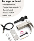 Package contents of Waterfall Bathroom Faucet In Brushed Nickel 1 Or 3 Hole Deck Mount SUS304 Stainless Steel Sink Tap.