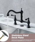 Bridge Kitchen Faucet In Oil Rubbed Bronze, Solid Brass Construction, 8 Inch Centerset, Fits 2 Or 3 Holes, Old School Farmhouse Vibe