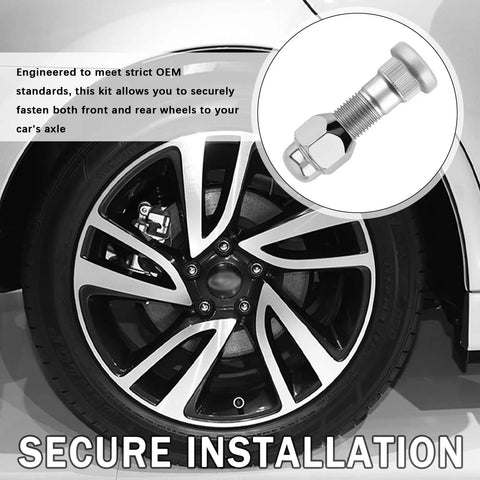 Premium 4 Set M12x1.5 Wheel Bolt And Lug Nut Upgrade Kit For Hyundai Tucson Azera Veloster Santa Fe Elantra Kia Replacement Studs That Fix Your Ride Smoothly Without Duds Or Glitches In The Drive Today wheel bolt installed on alloy wheel