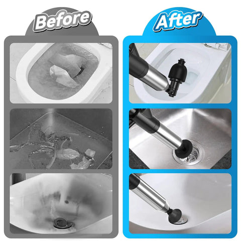 Smooth Operator Heavy Duty Air Toilet Plunger With Visual Pressure Gauge, Stainless Steel Drain Blaster That Kicks Stubborn Pipe Jams To The Curb For Quick Clog Removal In Kitchen And Baths