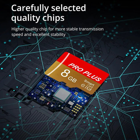 8GB TF Card With Adapter, High Speed UHS-I C10 A1 Micro SD Memory Card featuring quality chip technology background