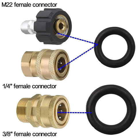 40 Piece Rubber O Ring Set in One Quarter Inch and Three Eighths Inch Sizes, Durable Seal Gasket Kit for Plumbing, Automotive, Industrial Equipment and Food Processing Applications, DIY Friendly. Black rubber O-rings for M22, 1/4 and 3/8 female connectors
