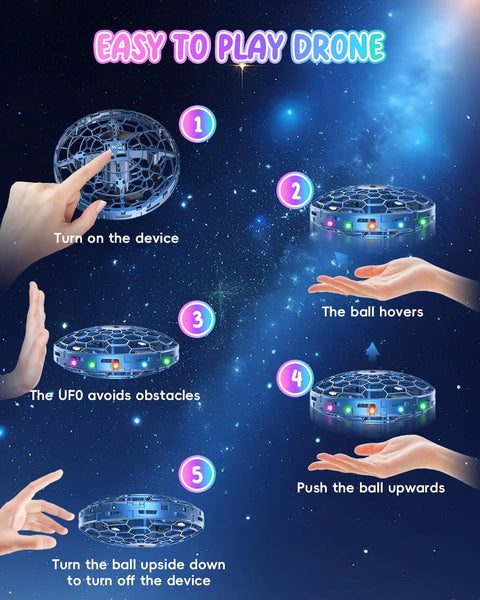 Kids Flying Toy Drone With 360 Degree Motion Sensor Gesture Control And LED Lights Indoor Safe UFO Mini Drone demonstration