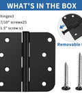 3 Pack Matte Black Door Hinges 4 Inch With Heavy Duty Iron Frame Including Installation Screws For Exterior Entry Doors, includes screws.