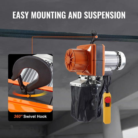 1 Ton Electric Chain Hoist Workhorse With 10 Ft Lift Height And 10 Ft Per Minute Speed 120V Single Phase Overhead Crane G100 Chain Remote hanging on beam