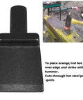 Anvil Hardy Cutter Tool Three Quarter Inch Shaft for hot cut work, showing steel edge and hammer strikes during blacksmithing