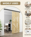 Six Foot Barn Door Hardware Kit Black Aluminum Box Rail Sliding Track For Interior Single Wooden Door Low Clearance Design
