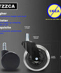 Office Chair Wheels Replacement Rubber Casters For Hardwood Floors And Carpet, Set Of 5 Heavy Duty Roller Blade Casters For Chairs.