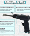 4500 BPM Air Hammer Kit With 150mm Stroke, 4-Piece Air Chisel And Scraper Set features pneumatic switch trigger
