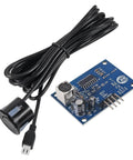 Two Pack Waterproof Ultrasonic Distance Sensor Module V3.0 For Arduino 21 To 600 Cm 3mm High Precision Sealed Waterproof Probe For Outdoor Use Great For Car Reversing Security Systems And Industrial Projects, showing board and waterproof probe with cable.