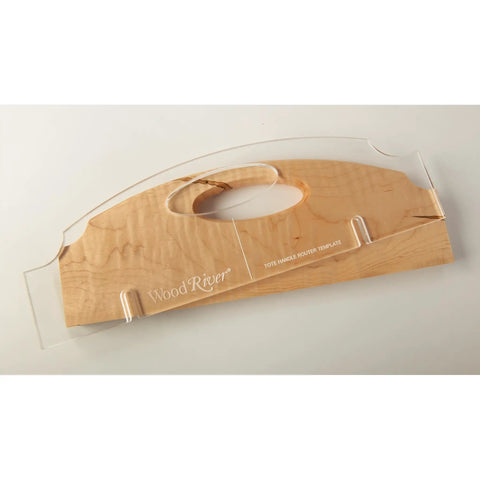 Premium Acrylic Router Template For Building Durable Tool Tote Handles And Custom Cutting Board Ends With Dual Clamping Slots built for Standard Guide Bushings and Compact Straight Bits shown with handle cutout.