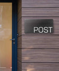 Modern Wall Mounted Mailbox Black For Home Outdoor Use With Rust Resistant Steel Build mounted on wooden siding near blue door