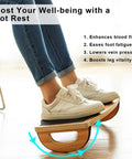 Ergonomic Wood Foot Rest With Rocker Board For Standing Desks, Supports Up To 350 Lbs, Non Slip, No Assembly, 18 Inch Wide, Promotes Circulation