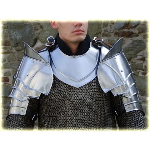 Beefy Steel Warrior Pauldron Set Medieval Shoulder Armor With Adjustable Leather Straps Two Pauldrons Included 18 Gauge Steel