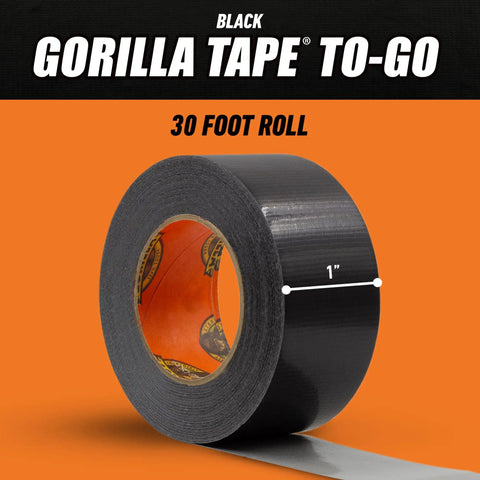 Mini Duct Tape To Go Travel Size 1 Inch By 10 Yards Black Pack Of 2 For On The Go Repairs And Quick Fixes With Double Thick Adhesive That Grips Rough Surfaces And Even Clamps Projects showing tape roll size and color.