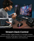 User engaged with Elgato Stream Deck, managing multiple webcams with 4K PTZ Webcam for PC and Mac.