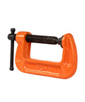 Two Inch C Clamp For Woodworking And DIY Projects, Beefy 400 Pound Load, 1 Inch Throat Depth, Rugged Steel Build in orange