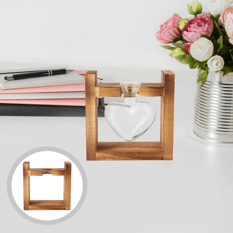 Dope Wooden Frame Hydroponic Vase With Vintage Bulb Propagation Station For Desktop Plants And Home Office Decor