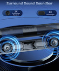 Internal view of Bluetooth Computer Speakers With Dynamic LED Light For Desktop And Laptop Monitors, showcasing 2x full range speaker and diaphragm.