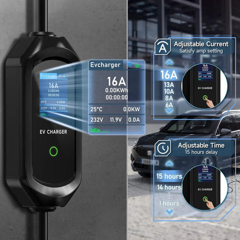 Hassle Free Level One EV Charger Built Tough For Weekend Drives Featuring A Twenty Five Foot Heavy Duty Cable Plus Smart Overload Protection for home use.