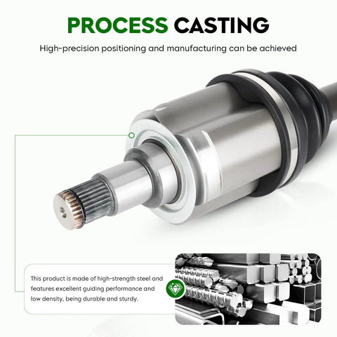 Straight Shot Front Left Or Right CV Axle Shaft Assembly For Toyota And Lexus 4Runner Tacoma FJ Cruiser GX460 GX470 2003 To 2022 close-up showing high-strength steel design.