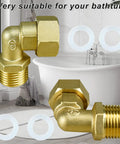 Solid Brass 90 Degree Elbow Connector One-Half Inch Male To One-Half Inch Female With Washer Swivel Fit For Water Lines No Leaks Easy Hand-Tight Seal Durable Well-Made Brass Fittings Built To Withstand Continuous Use, bathtub plumbing fitting with washers
